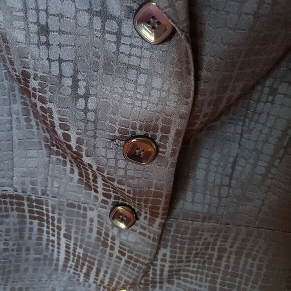 Kasper Navy Blue Metallic Print Double Peplum Curve Hem Blazer Size 10 - Picture 4 of 7